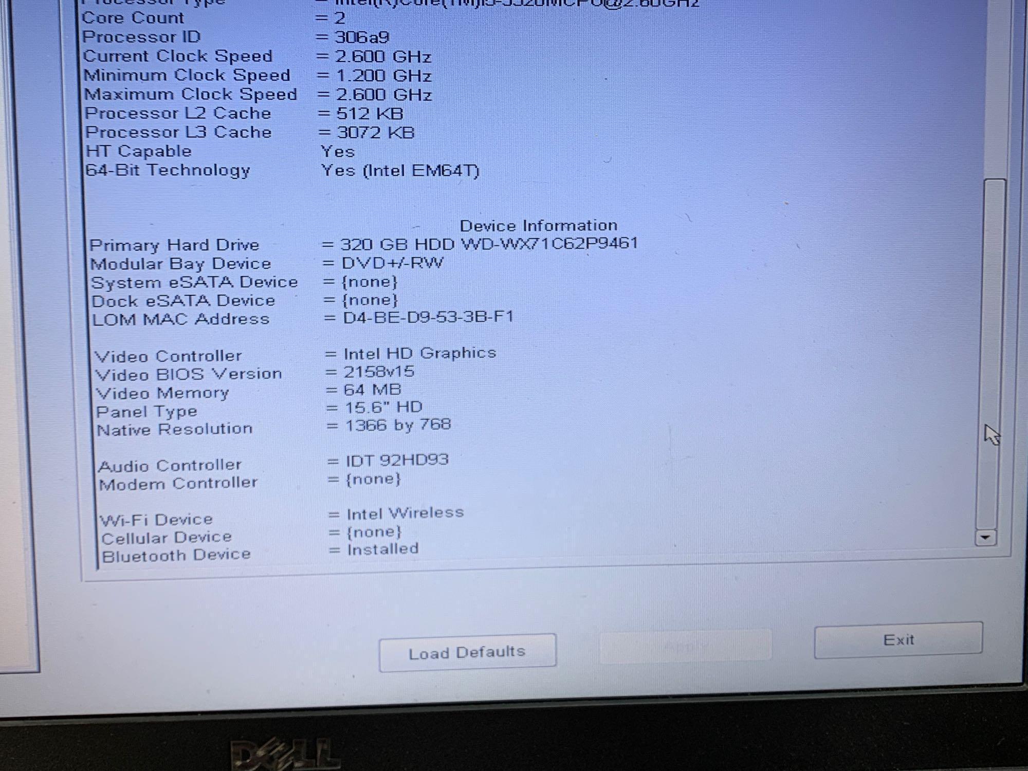 Dell Latitude E6530 15.6in LCD Intel i5-3320 2.6GHz 6GB 320GB Wifi BT WebCam NO OS Laptops - 4pcs