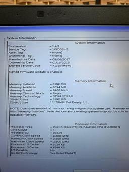 Dell Latitude 5480 Intel i5-7440HQ 2.8GHz 8GB 256GB SSD Wifi Cell HD NO OS Laptop