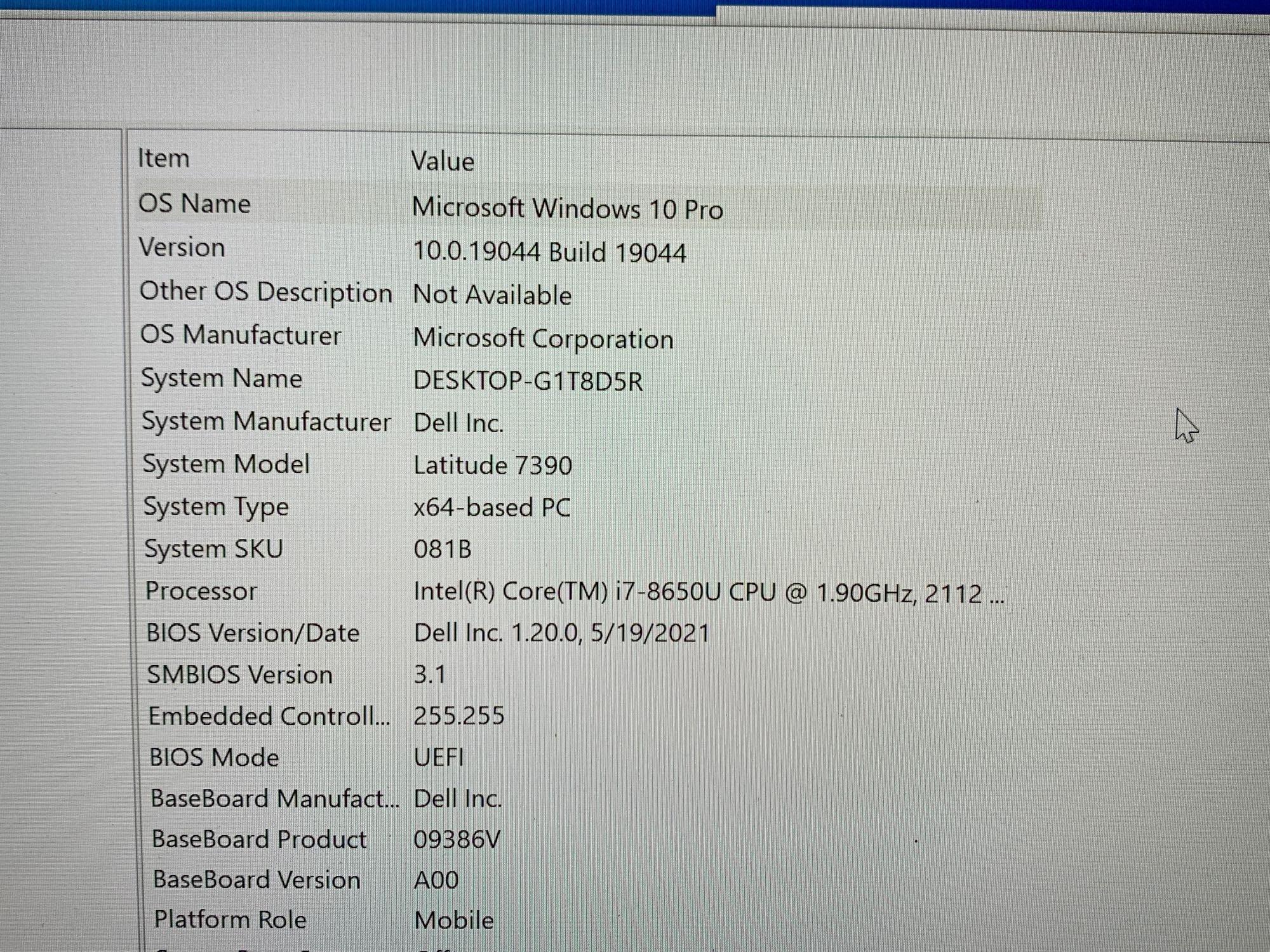 Dell Latitude 7390 13.3in LCD Intel i7-8650 8GB 256GB Win 10 Pro Type C Laptop