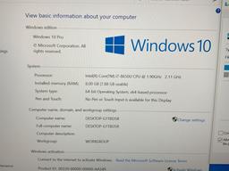 Dell Latitude 7390 13.3in LCD Intel i7-8650 8GB 256GB Win 10 Pro Type C NO BT Laptop