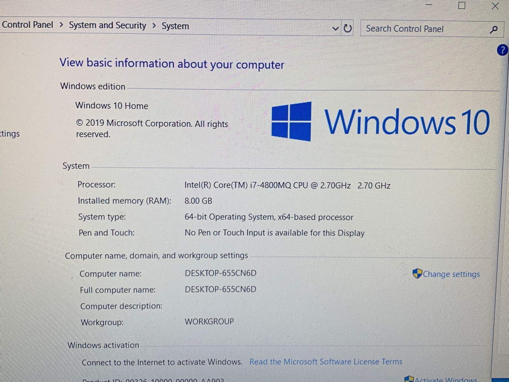 Dell Latitude E6540 15.6in LCD Laptop Intel i7-4800 2.7GHz 8GB 500GB Wifi Bt Win 10 Home