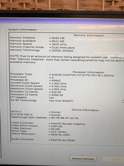 Dell Latitude 7370 Touchscreen LCD Intel m7-6Y75 1.2GHz 8GB NO HD Wifi BT Laptop