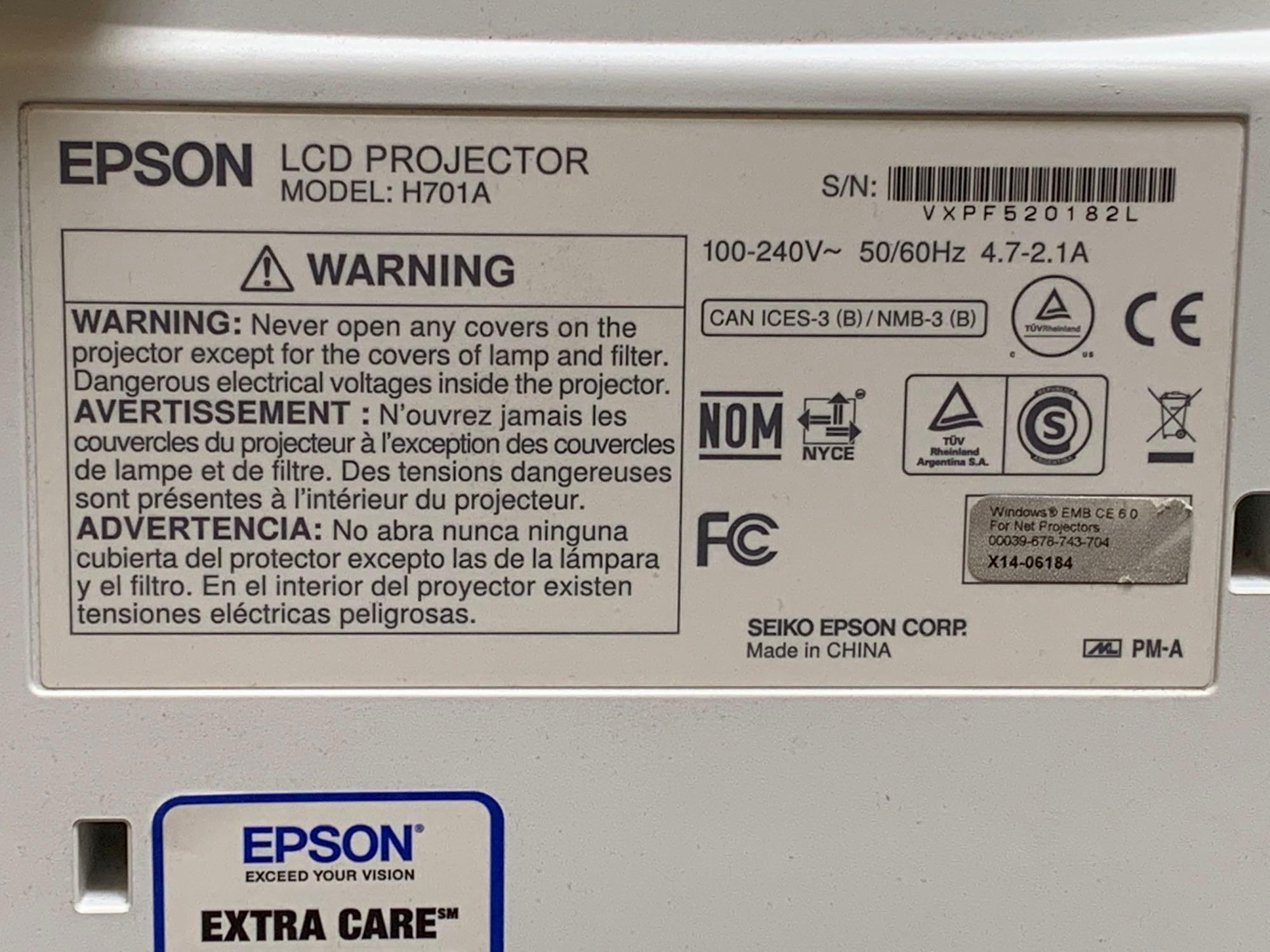 Epson PowerLite Pro G6470WU 4500 lumens HDMI LCD Video Projector