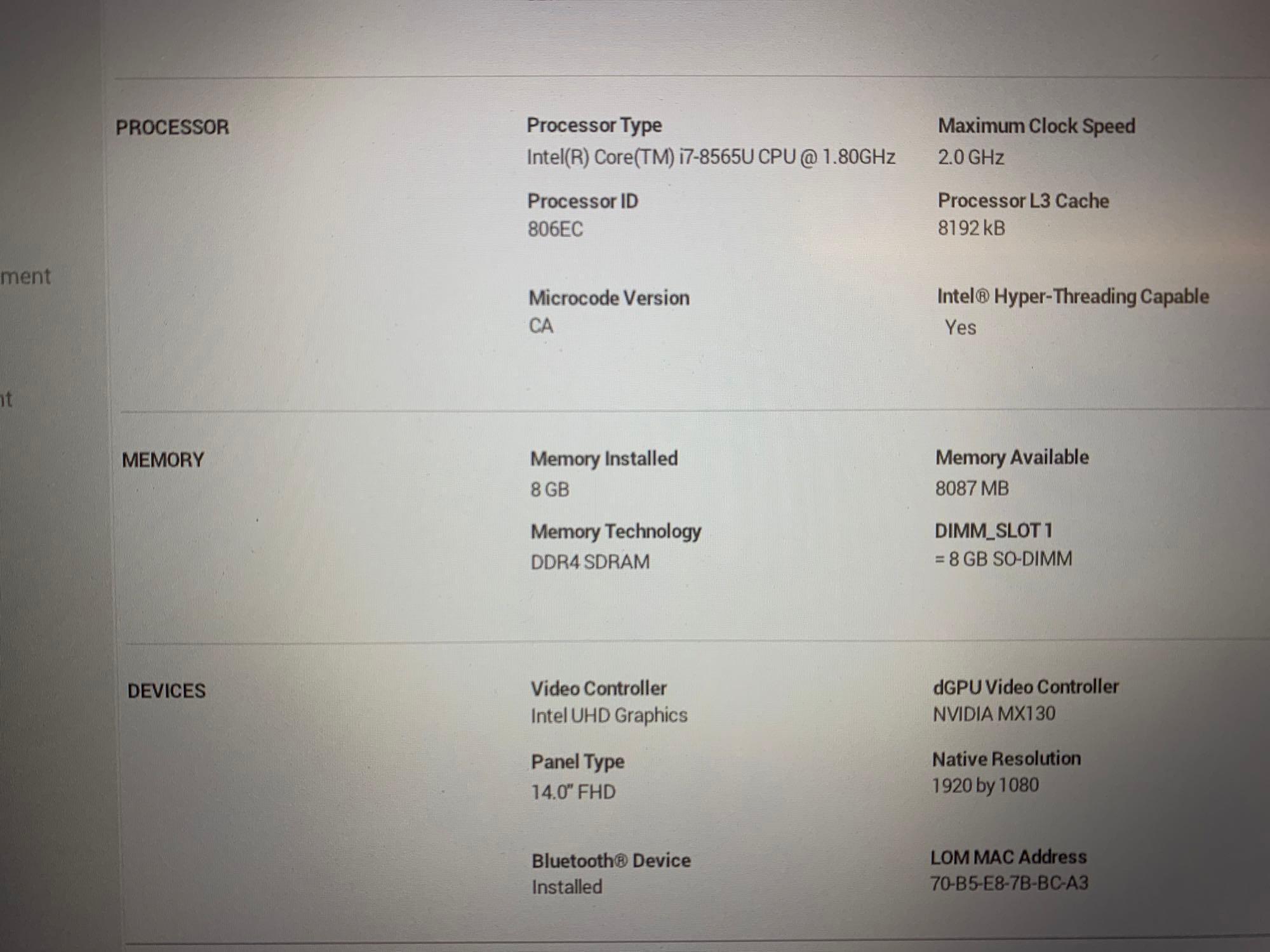 Dell Latitude 3400 14in LCD Laptop Intel i7-8565U 1.8GHz 8GB 256GB SSD Wifi/BT Win 10 Pro
