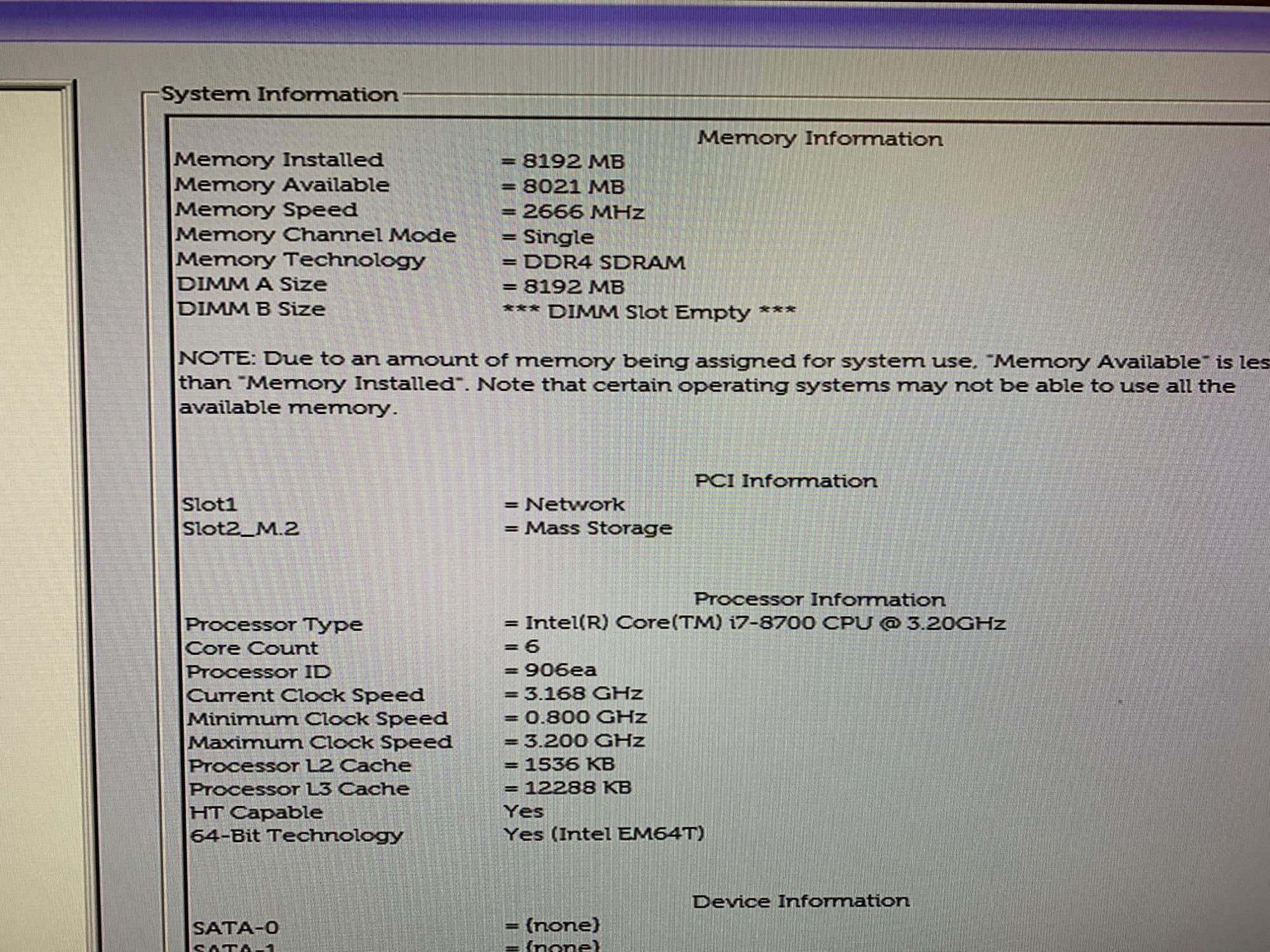 Dell Optiplex 7460 AIO 23in LCD Intel i7-8700 3.2GHz 8GB 256GB SSD Wifi/Bt Win 10 Pro