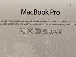 Apple MacBookPro11,5 A1398 15.4" LCD 2.8GHz Quad Core Intel i7 16GB 500GB SSD Mac OS Monterey