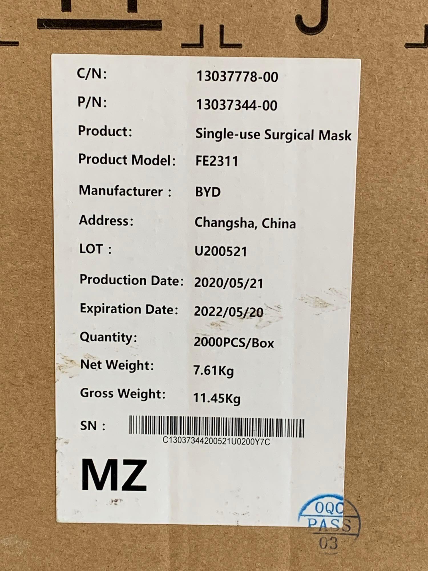 10,000pcs - BYD Care Single Use Surgical Masks