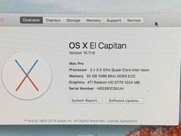 Apple MacPro5,1 8 Core Workstation 2x2.4GHz Quad Intel Xeon 32GB 1TB El Capitan 10.11.6