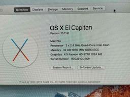 Apple MacPro5,1 8 Core Workstation 2x2.4GHz Quad Intel Xeon 32GB 1TB El Capitan 10.11.6