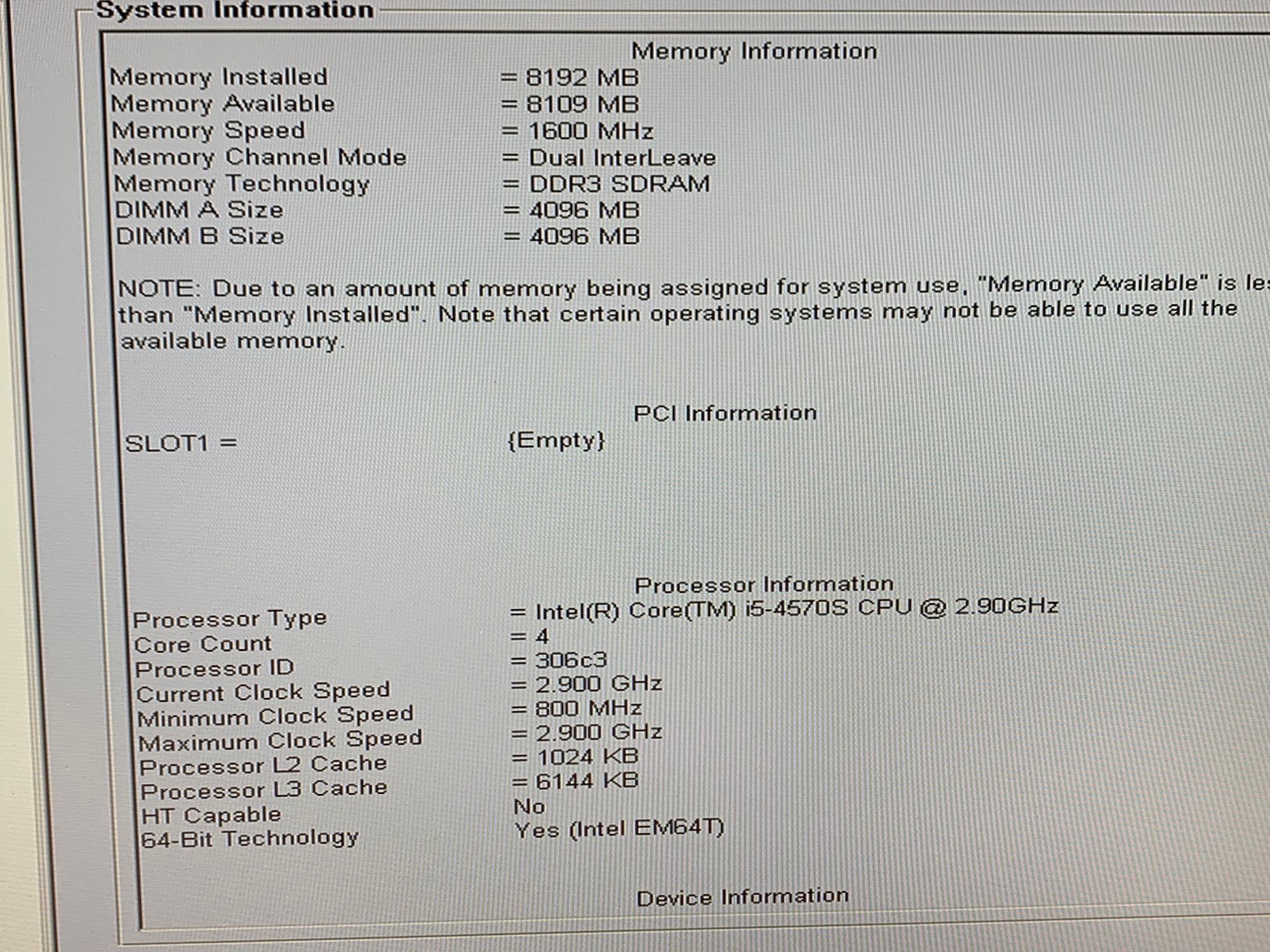 Dell Optiplex 9020 23.8" AIO Computer Intel i5-4570 2.9GHz 8GB NO HARD DRIVE