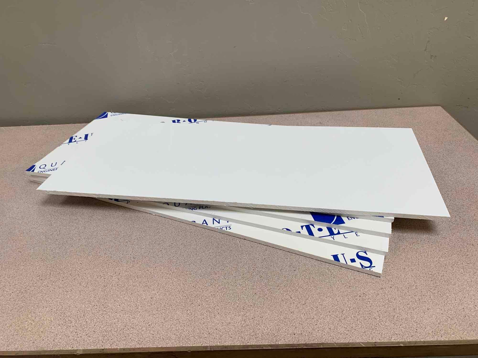 5pcs - Quadrant PROTEUS Polypropylene White Plastic Sheets / Panels PEWM09 32" x 13" x 3/8"