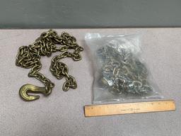 CM Coil Proof Cargo Binding Chain w/bent Hook 3/8"- 14,100lbs - 2pcs -9' chains