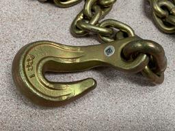 CM Coil Proof Cargo Binding Chain w/bent Hook 3/8"- 14,100lbs - 2pcs -9' chains