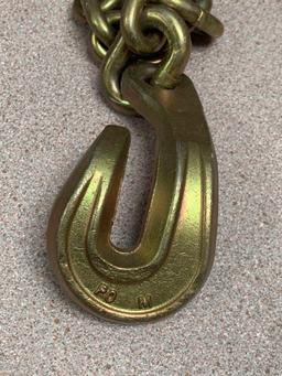 CM Coil Proof Cargo Binding Chain w/bent Hook 3/8"- 14,100lbs - 2pcs -9' chains