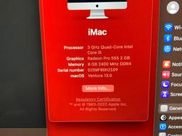 Apple A1418 iMac18,2 AIO Computer Intel Quad Core 3GHz 8GB 500GB Radeon 2GB Ventura 13.0