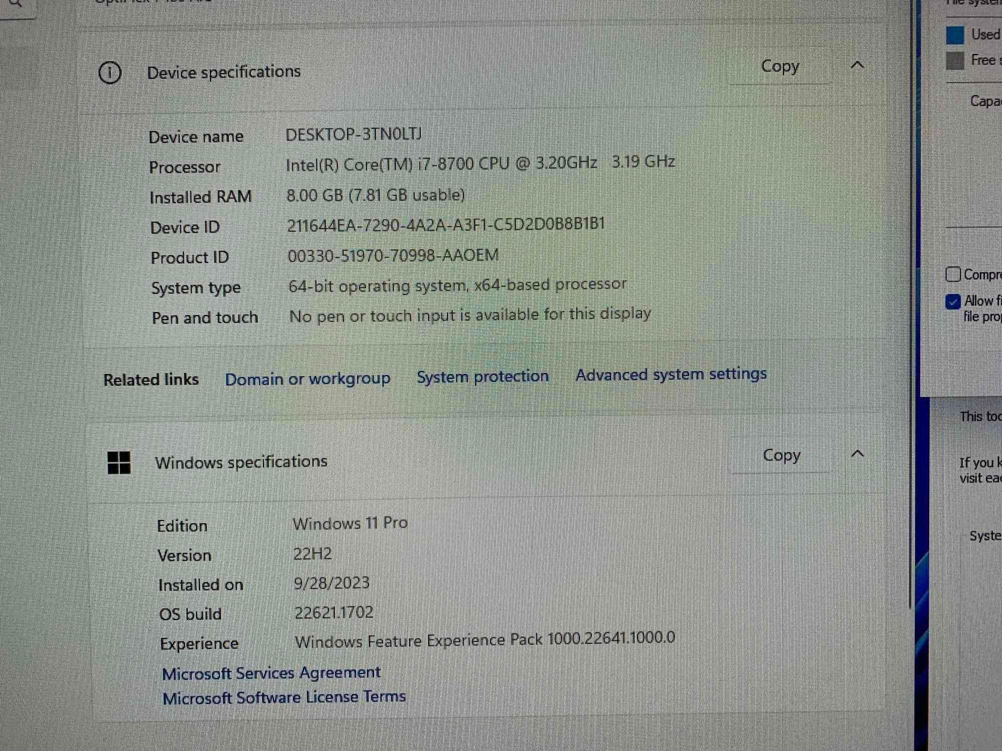 Dell Optiplex 7460 23.8" LCD AIO Computer Intel i7-8700 3.2GHz 8GB 500GB Win 11