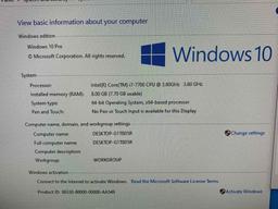 Dell Optiplex 7450 AIO Computer Intel i7-7700 3.6GHz 8GB 500GB Win 10 Pro
