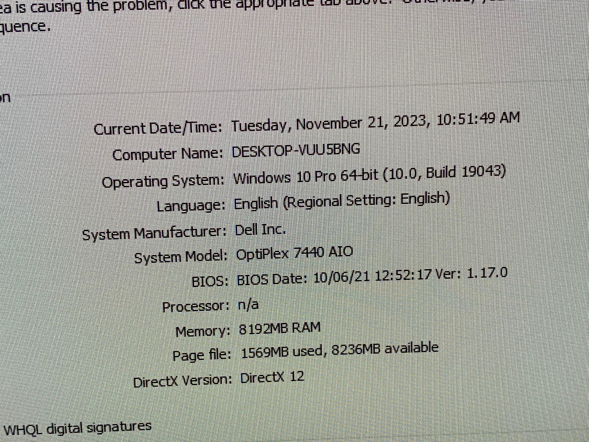 Dell Optiplex 7440 AIO Desktop Computer Intel i5-6500 3.2GHz 8GB 500GB Win 10