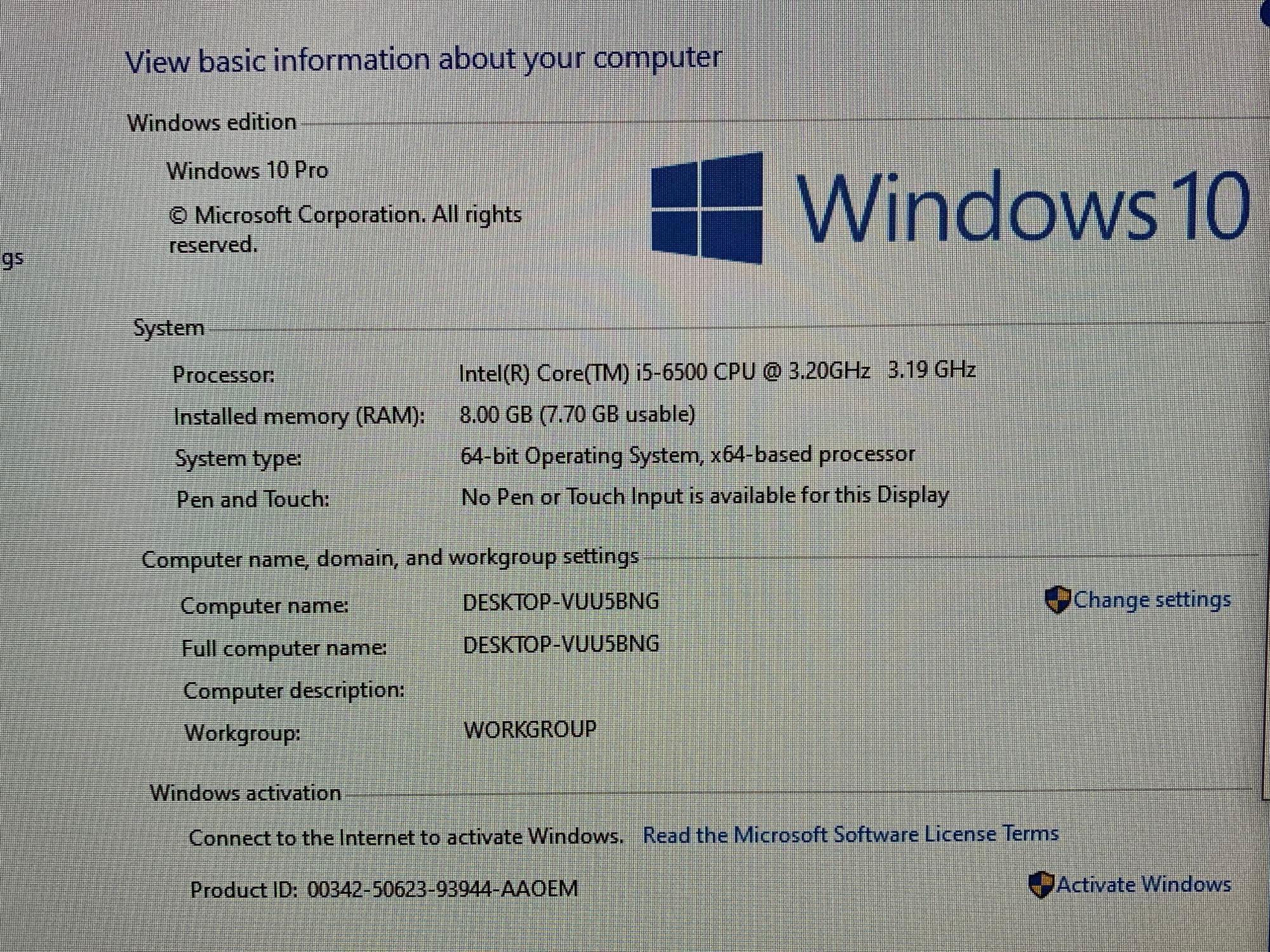 Dell Optiplex 7440 AIO Desktop Computer Intel i5-6500 3.2GHz 8GB 500GB Win 10