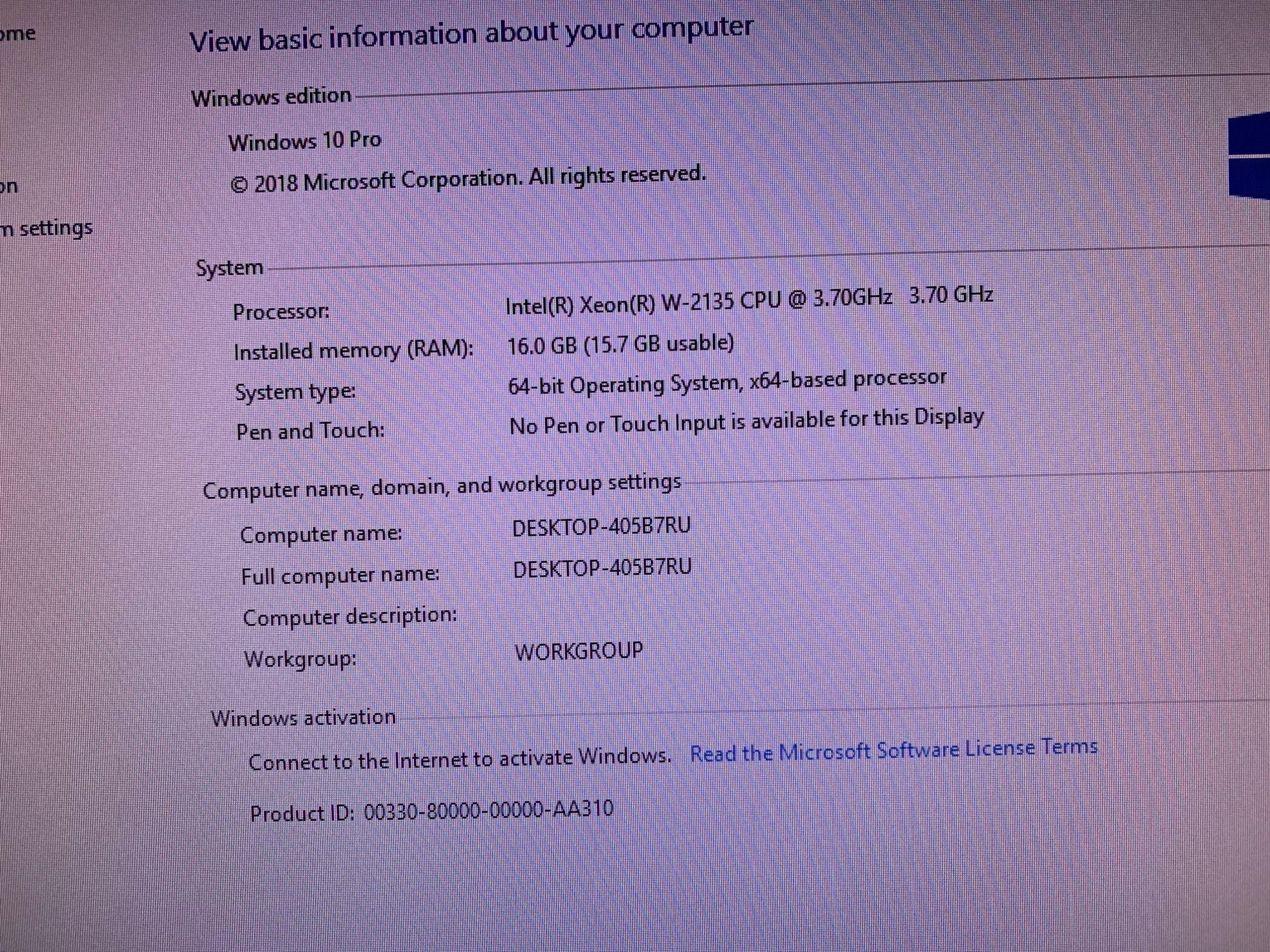 Dell Precision 5820 Tower 6 Core Xeon W-2135 3.7GHz 16GB 1TB SSD nVidia Quadro P500 16GB Win 10