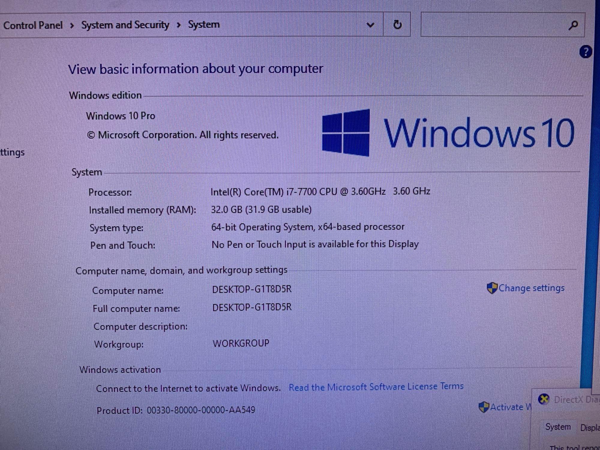 Dell Optiplex 7050 SFF Mini Computer Intel i7-7700 3.6GHz 32GB 250GB DP HDMI NO WIFI Win 10 Pro