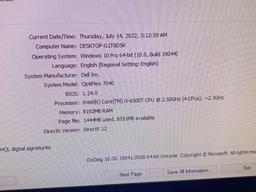 Dell Optiplex 7040 SFF Mini Computer Intel i5-6500 2.5GHz 8GB 500GB DP HDMI WIFI BT Win 10 Pro