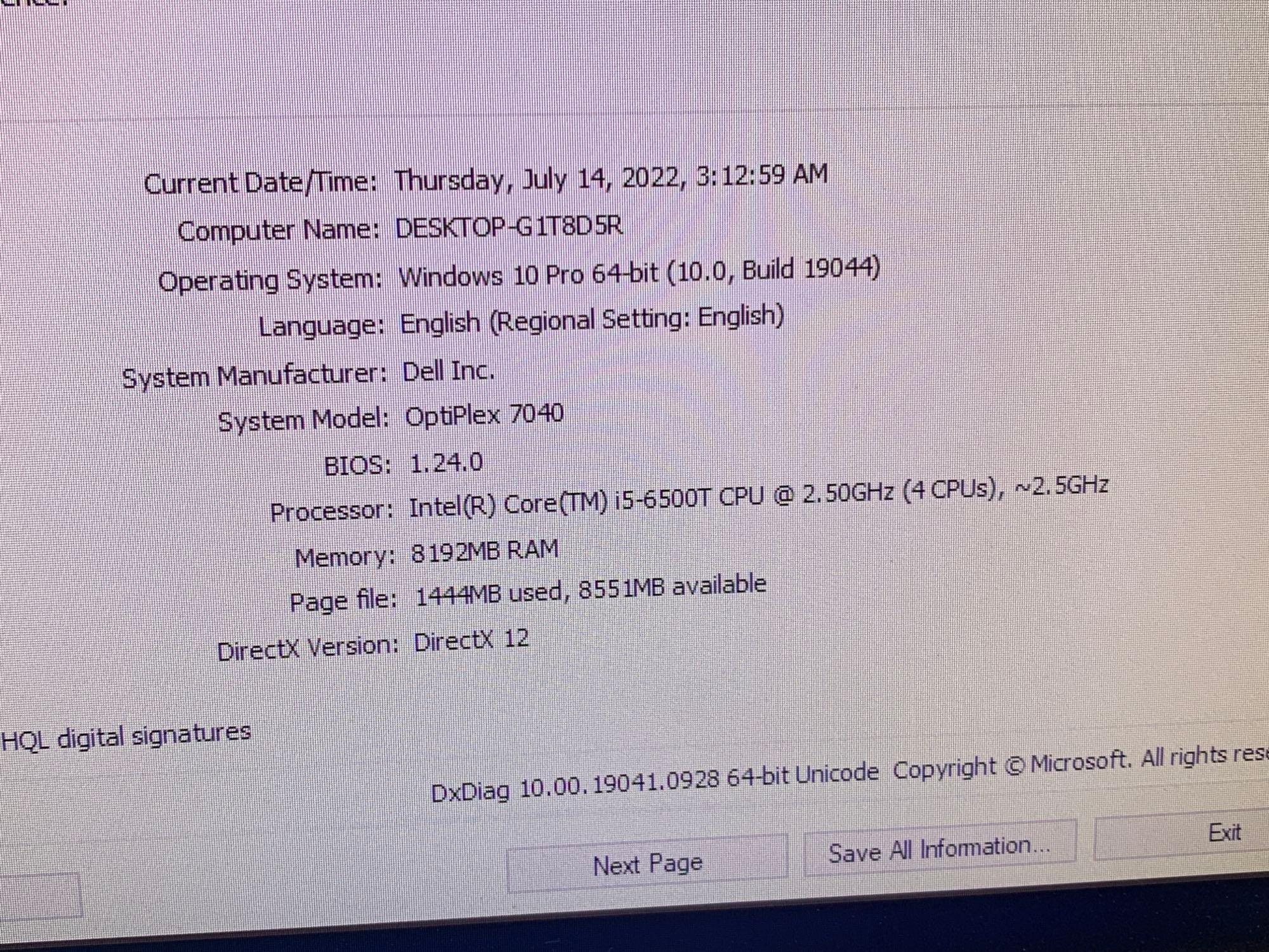 Dell Optiplex 7040 SFF Mini Computer Intel i5-6500 2.5GHz 8GB 500GB DP HDMI WIFI BT Win 10 Pro