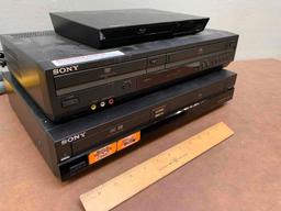 3pcs - Sony VCR/DVD Player Combo & Sony Blu-Ray Player