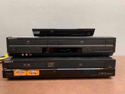 3pcs - Sony VCR/DVD Player Combo & Sony Blu-Ray Player