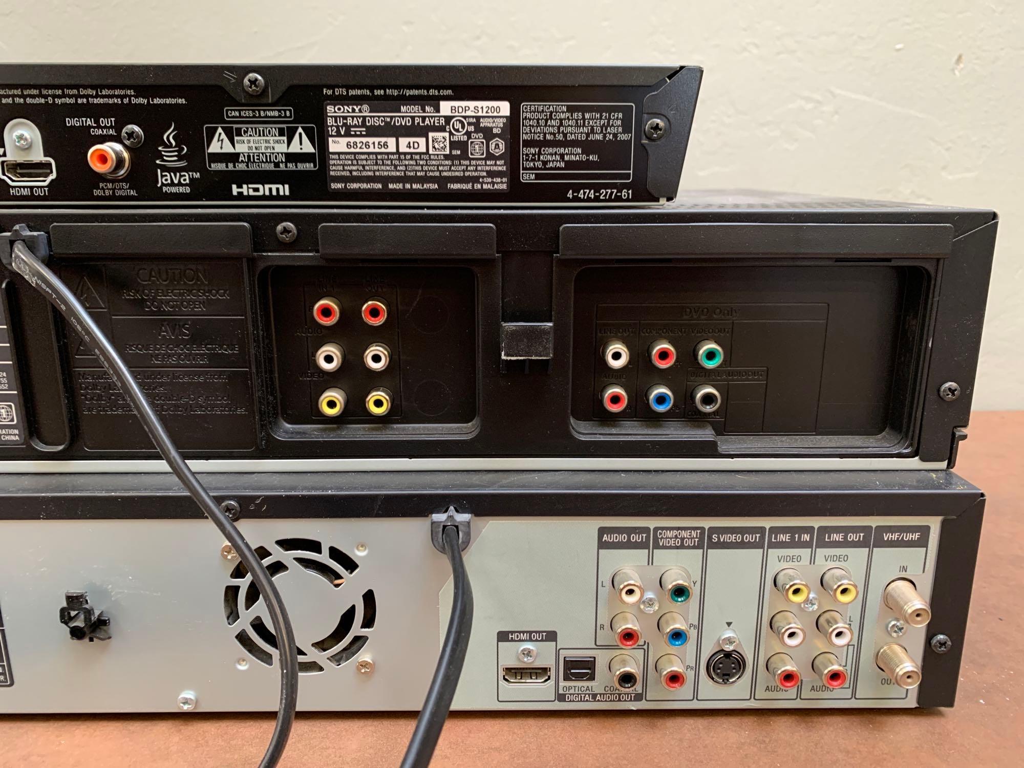 3pcs - Sony VCR/DVD Player Combo & Sony Blu-Ray Player