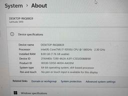 Dell Latitude 3410 14" LCD Laptop Intel i7-10510 2.3GHz 8GB 256GB SSD Wifi BT HDMI USB C Win 11