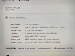 Dell Latitude 7400 Laptop Intel i7-8665 1.9GHz 16GB DDR4 256GB SSD NO WIFI/BT HDMI Win 11