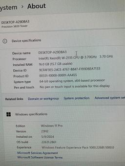 Dell Precision Workstation Intel Xeon W-2135 6 CORES 16GB DDR4 1TB SSD Quadro P5000 Win 11