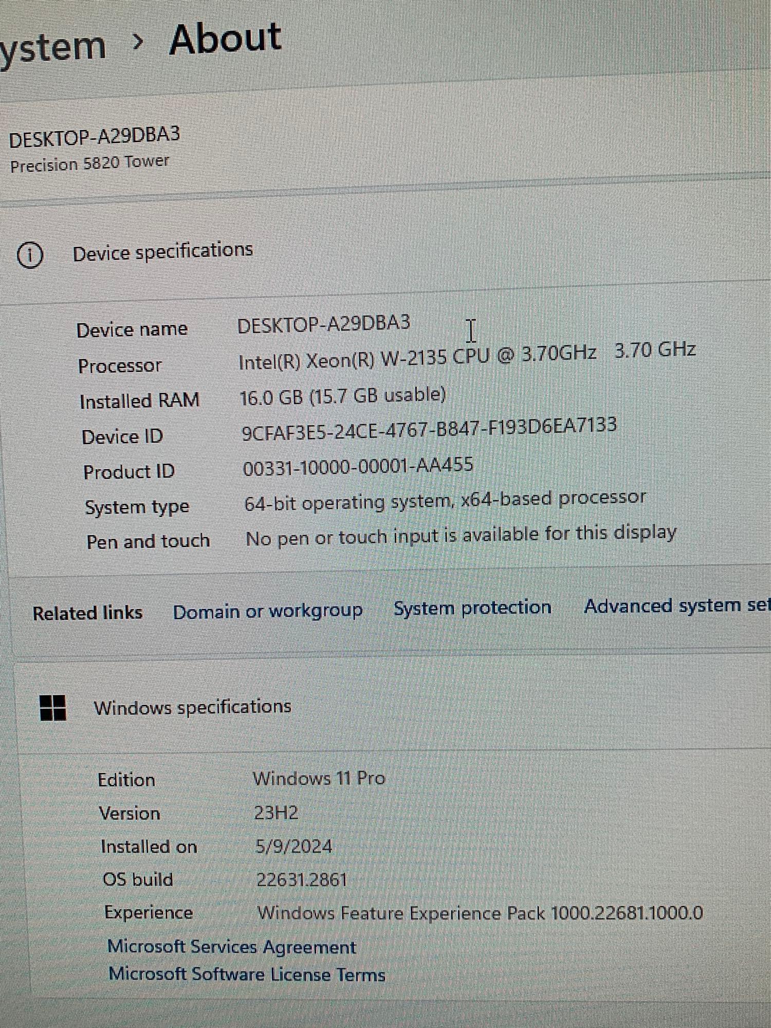 Dell Precision Workstation Intel Xeon W-2135 6 CORES 16GB DDR4 1TB SSD Quadro P5000 Win 11