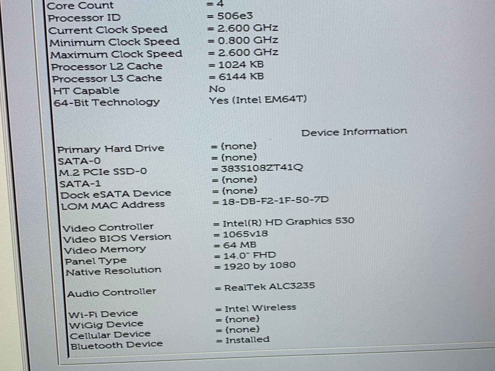 Dell Latitude E5470 Laptop Intel i5-6440 2.6GHz 8GB DDR4 1TB SSD Wifi Bt HDMI Win 10