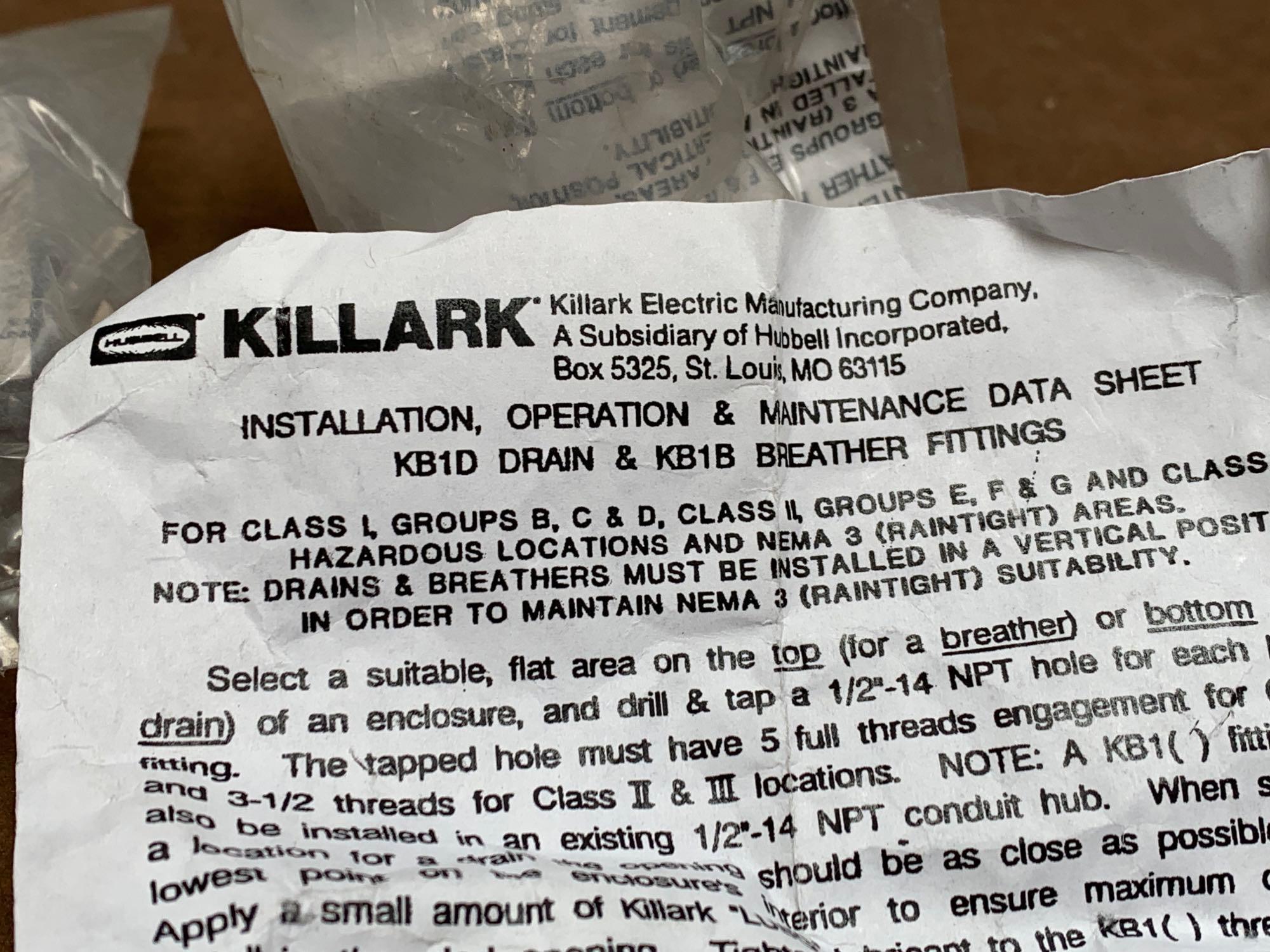 4pcs - Killark KB1B Conduit Breather Fittings 1/2" NPT