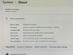 Dell Optiplex 7460 23.8" LCD AIO Intel i7-8700 3.2GHz 8GB 256GB SSD Wifi Bt HDMI Win 11