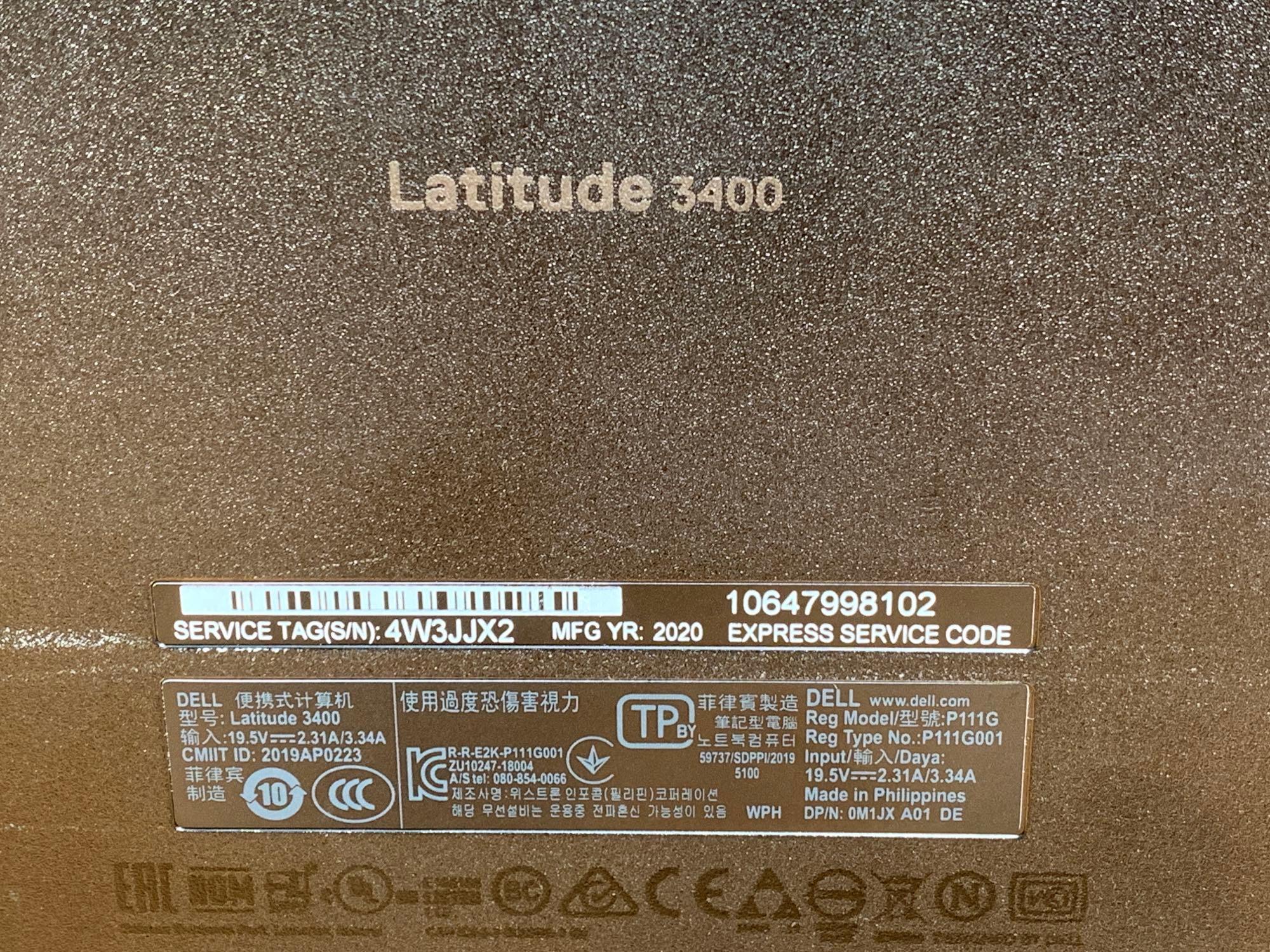 Dell Latitude 3400 Laptop Intel i7-8565 1.8GHz 8GB 256GB SSD Wifi BT NO OS - Freezes