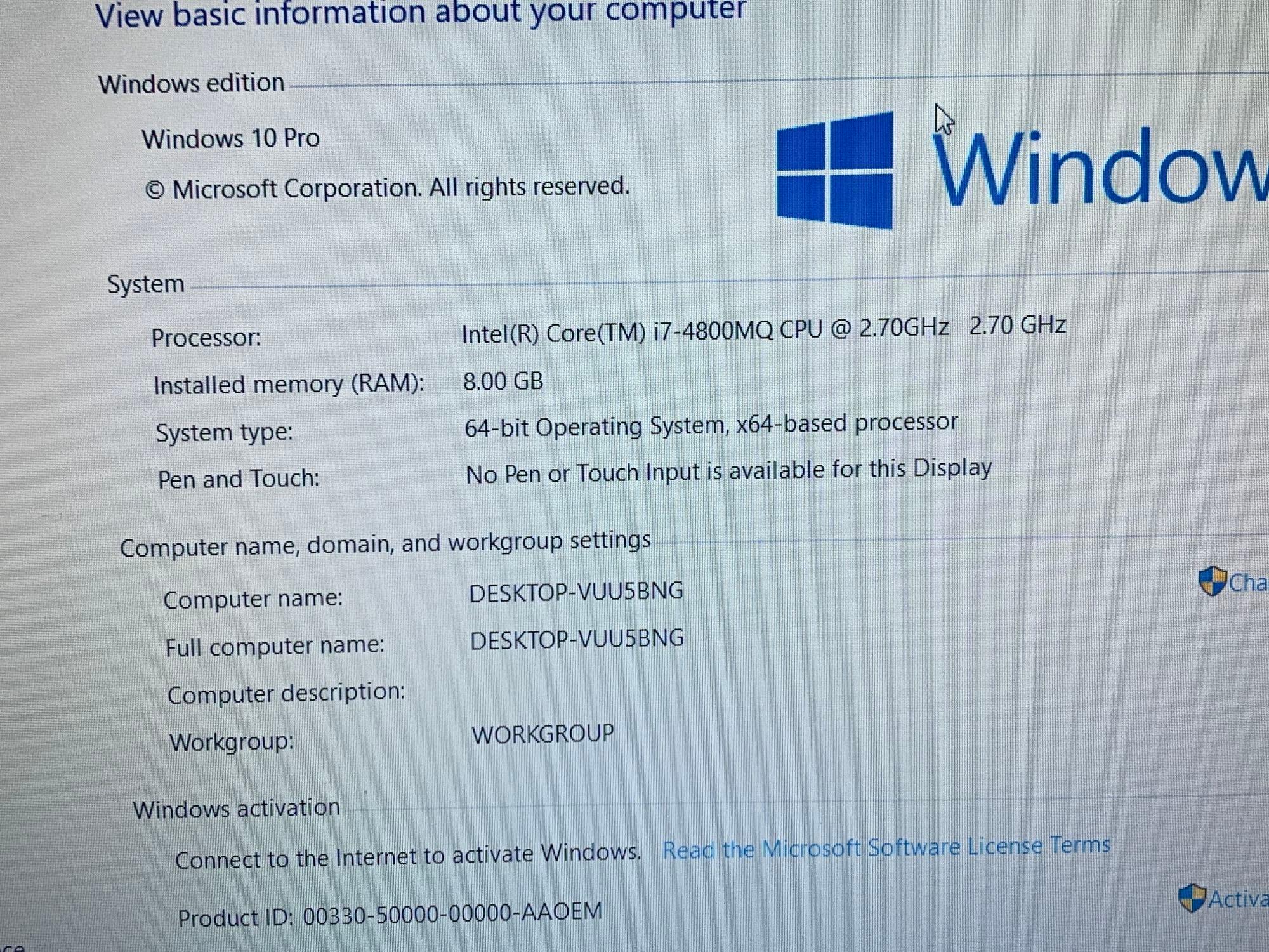 Dell Latitude E6540 Intel i7-4800 2.7GHz 8GB 320GB Wifi Bt HDMI Win 10