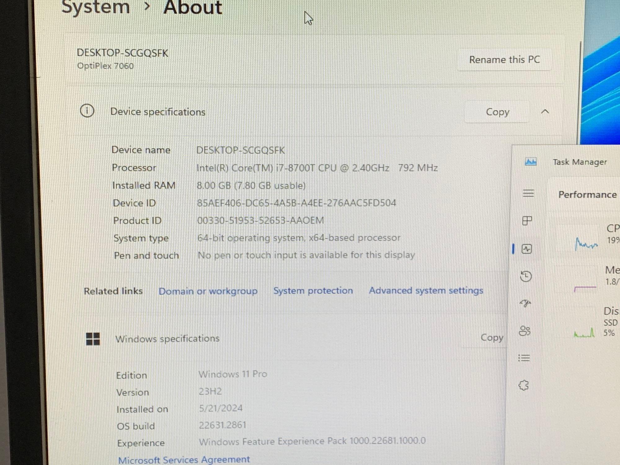 4pcs - Dell Optiplex 7060 SFF Mini PC Intel i7-8700 2.4GHz 8GB DDR4 256GB SSD Wifi Bt USB-C Win 11
