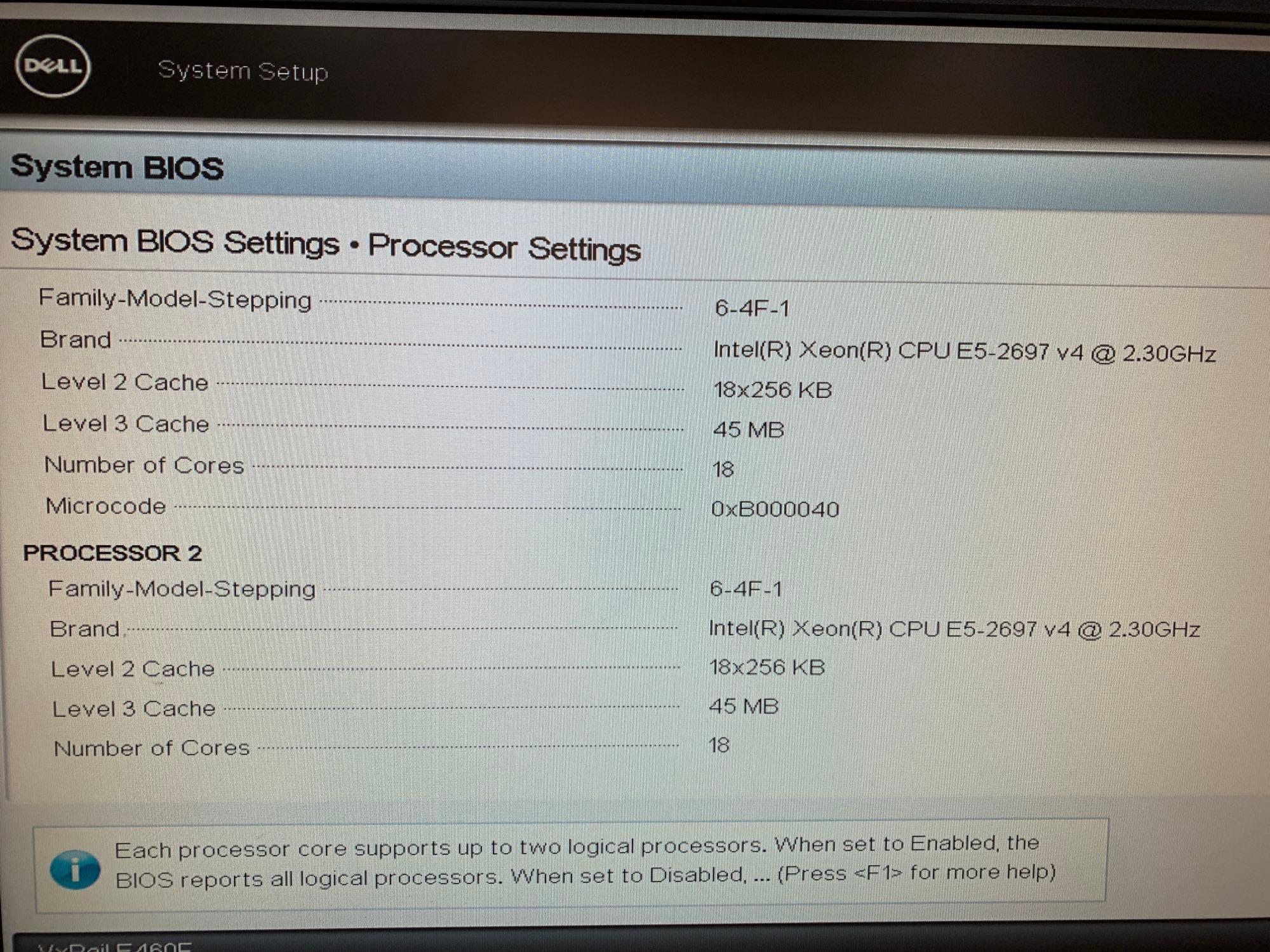 Dell EMC VxRail E460F Server Dual Intel Xeon E5-2697 v4 2.3Ghz 36 Cores 256GB ECC DDR4 NO OS NO HD