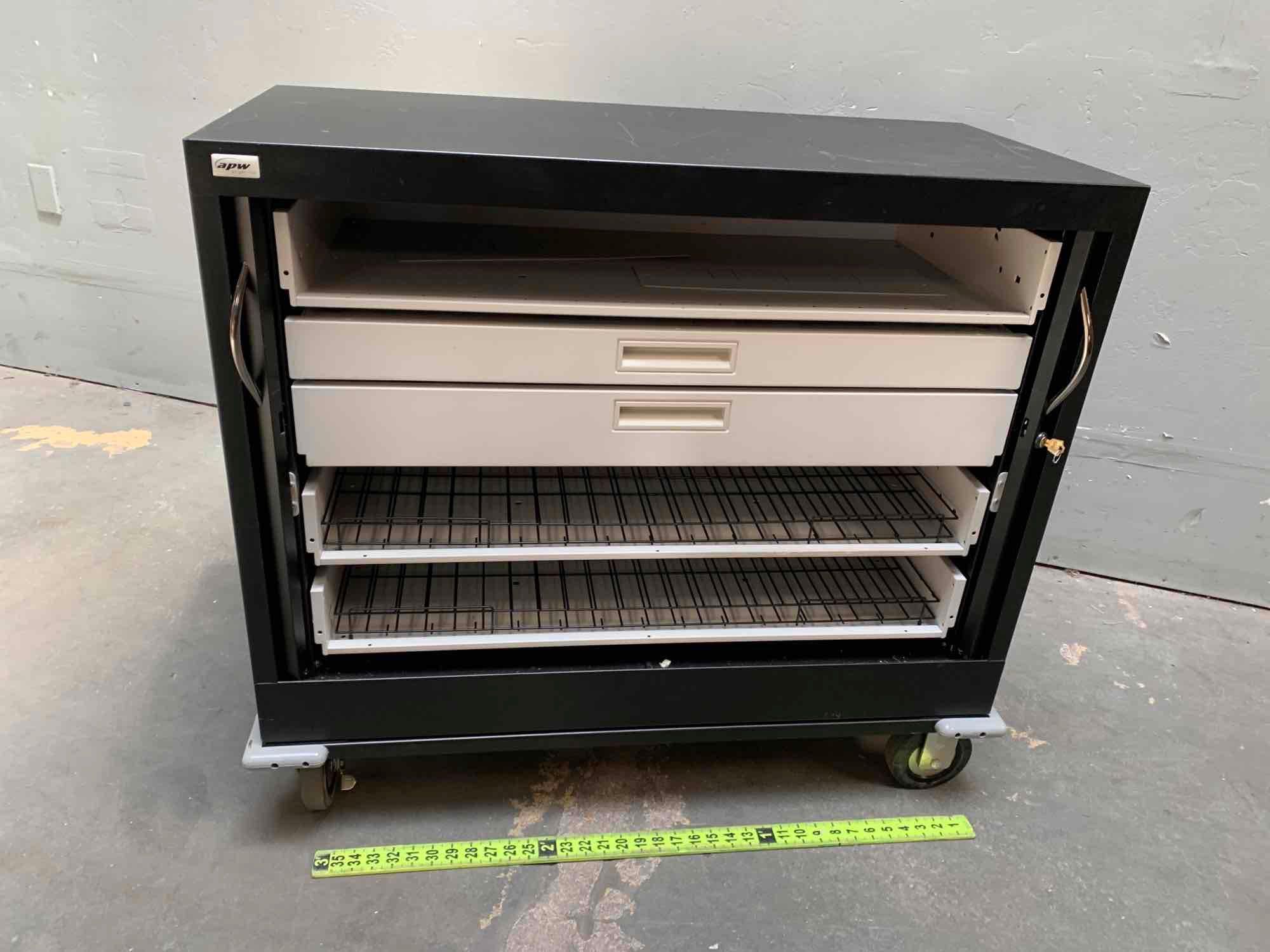 APW Wright Line Rolling Backup Tape Storage Cabinet 39" x 19" x 35.5" Key