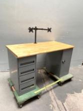 Industrial Workbench / Workstation / with Wooden Top 60" x 30" x 50"