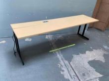 Omni Pacific Wooden Top Classroom Student Desk with Power & USB 90" x 23.5" x 29.75"