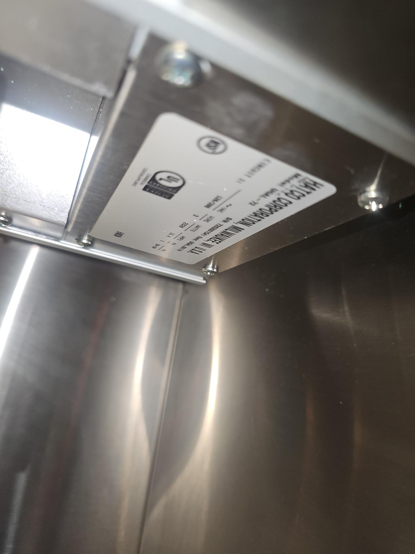Double shelf stainless steel with 2 Hatco Ultra Glo Ray HGAL-72 warmers with lights
