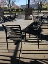 Out door table and Hard plastic chairs 3' x 3' (sold 4 chair, 1 table )