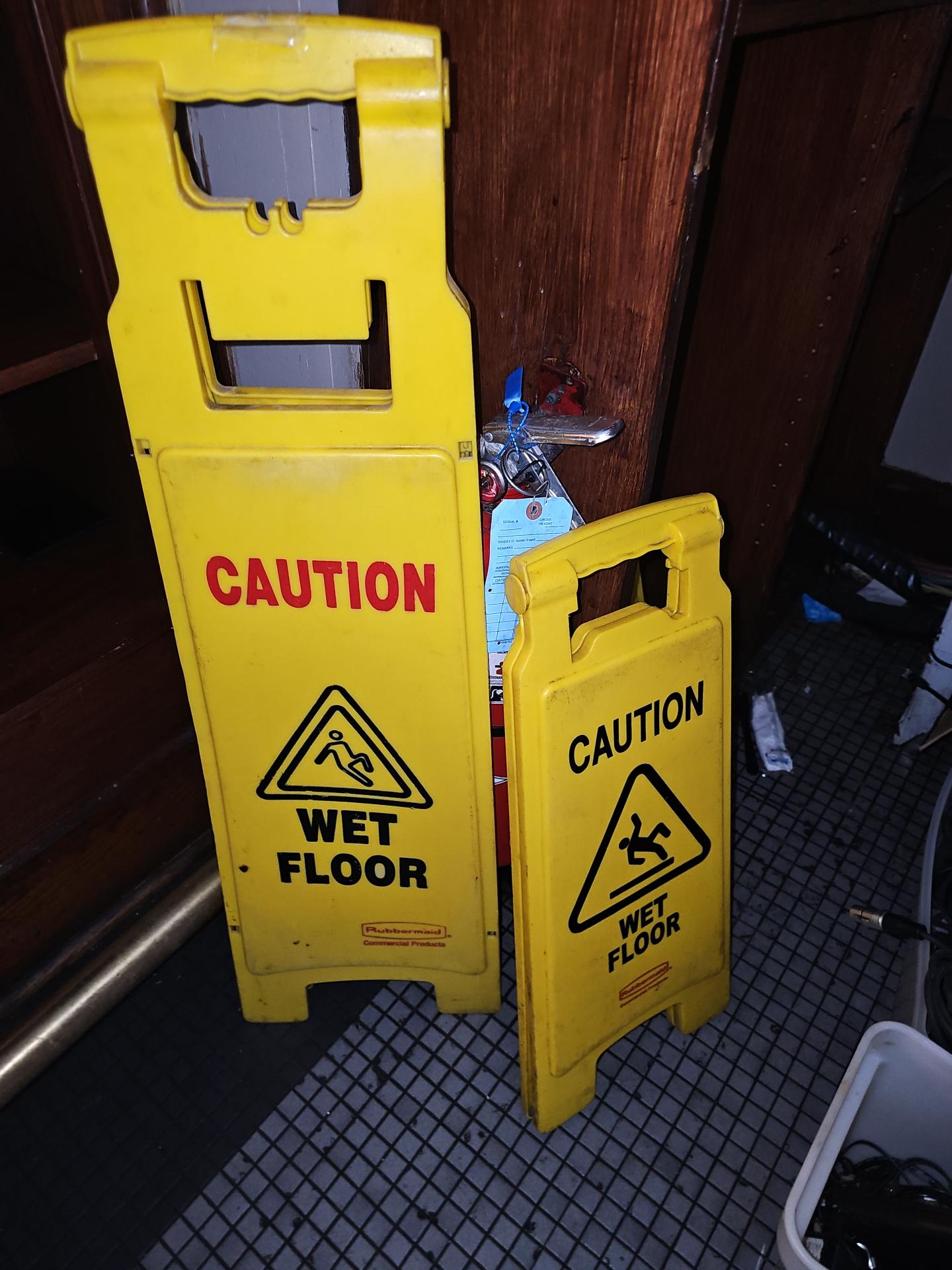 Poly yellow "wet floor" signs