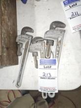 Assorted brand pipe wrenches