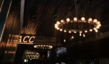 Round wall mounted Chandlier bar area