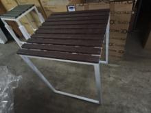 White metal base table with composite slate top 30" x 30"